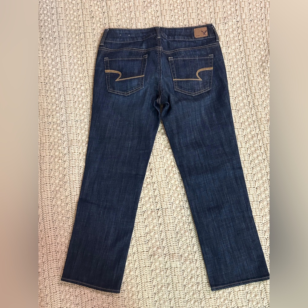 American Eagle Outfitters Straight Leg Jeans in Dark Blue Denim